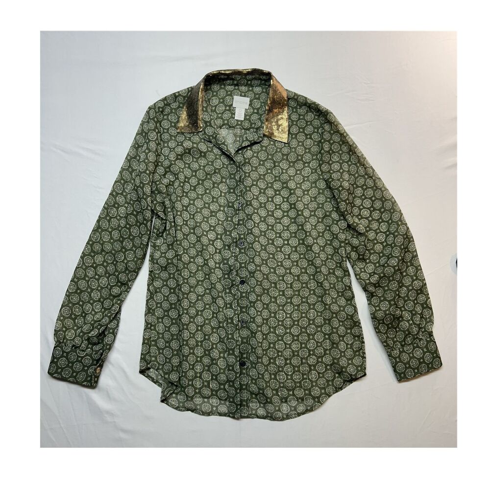Chico's Green Semi-sheer dressy casual blouse  Size 0